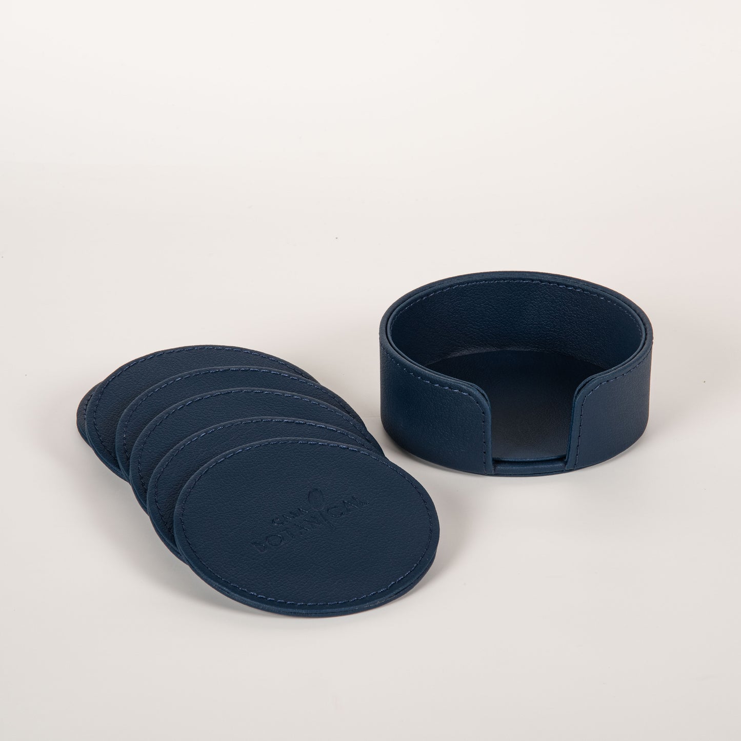 Blue Faux Leather Coaster Set (6 pcs)