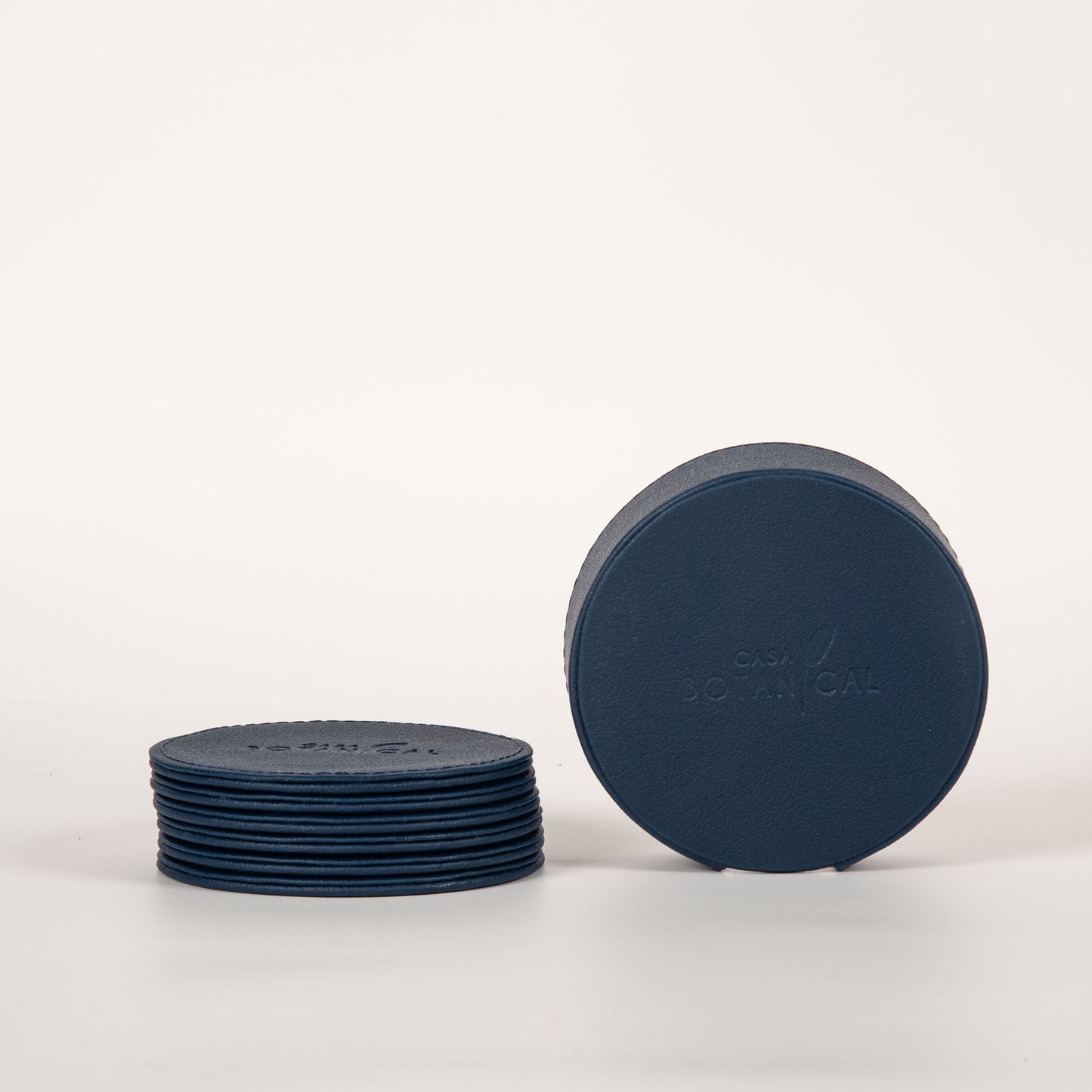 Blue Faux Leather Coaster Set (6 pcs)