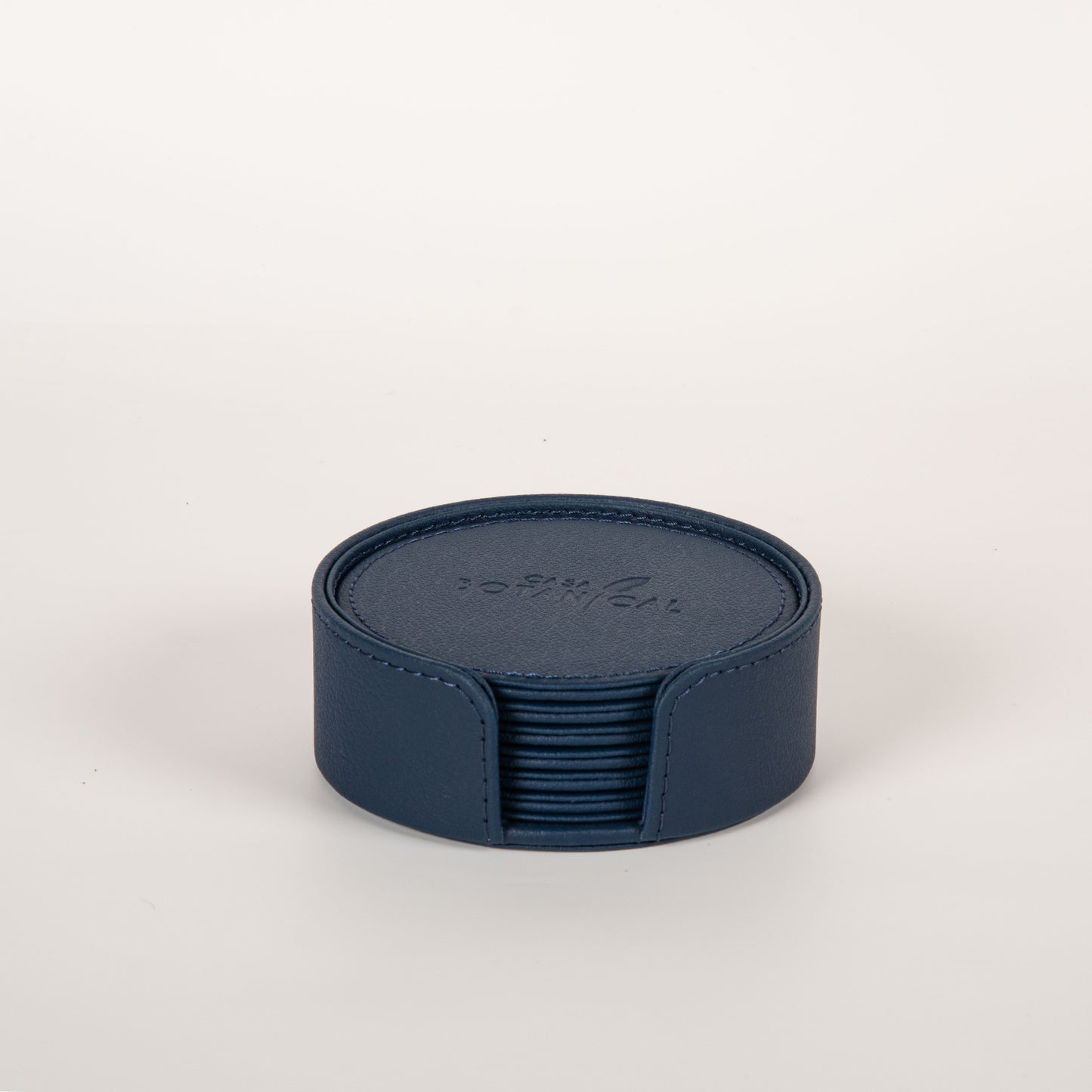 Blue Faux Leather Coaster Set (6 pcs)