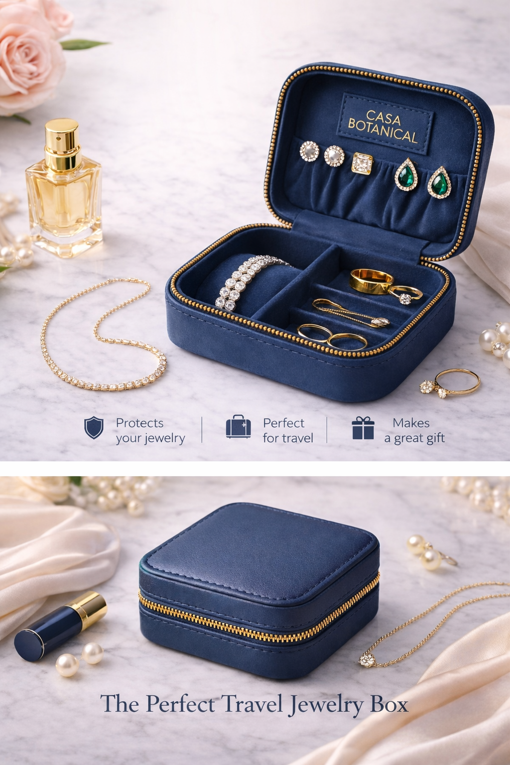 Blue Faux Leather Watch / Jewellery Box