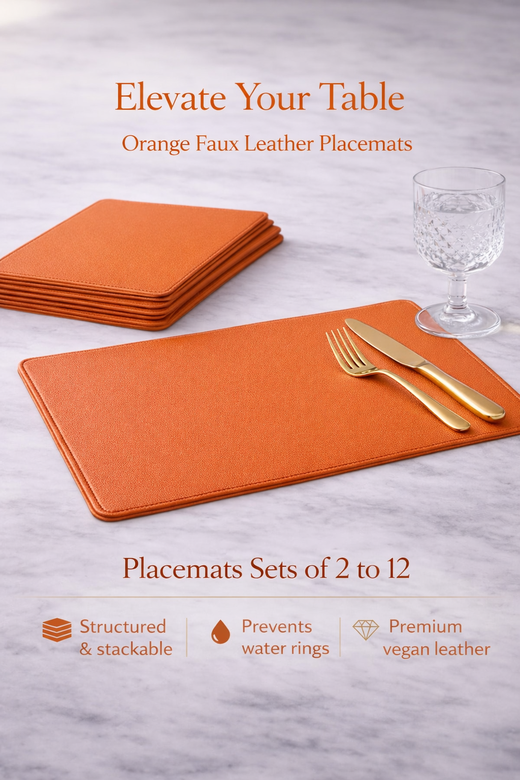 Orange Faux Leather Table Placemat