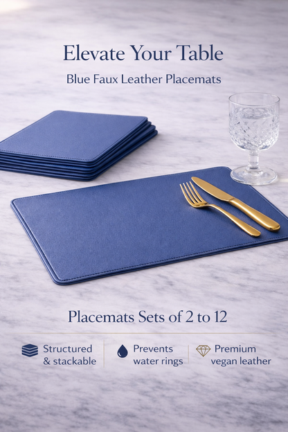 Blue Faux Leather Table Placemat