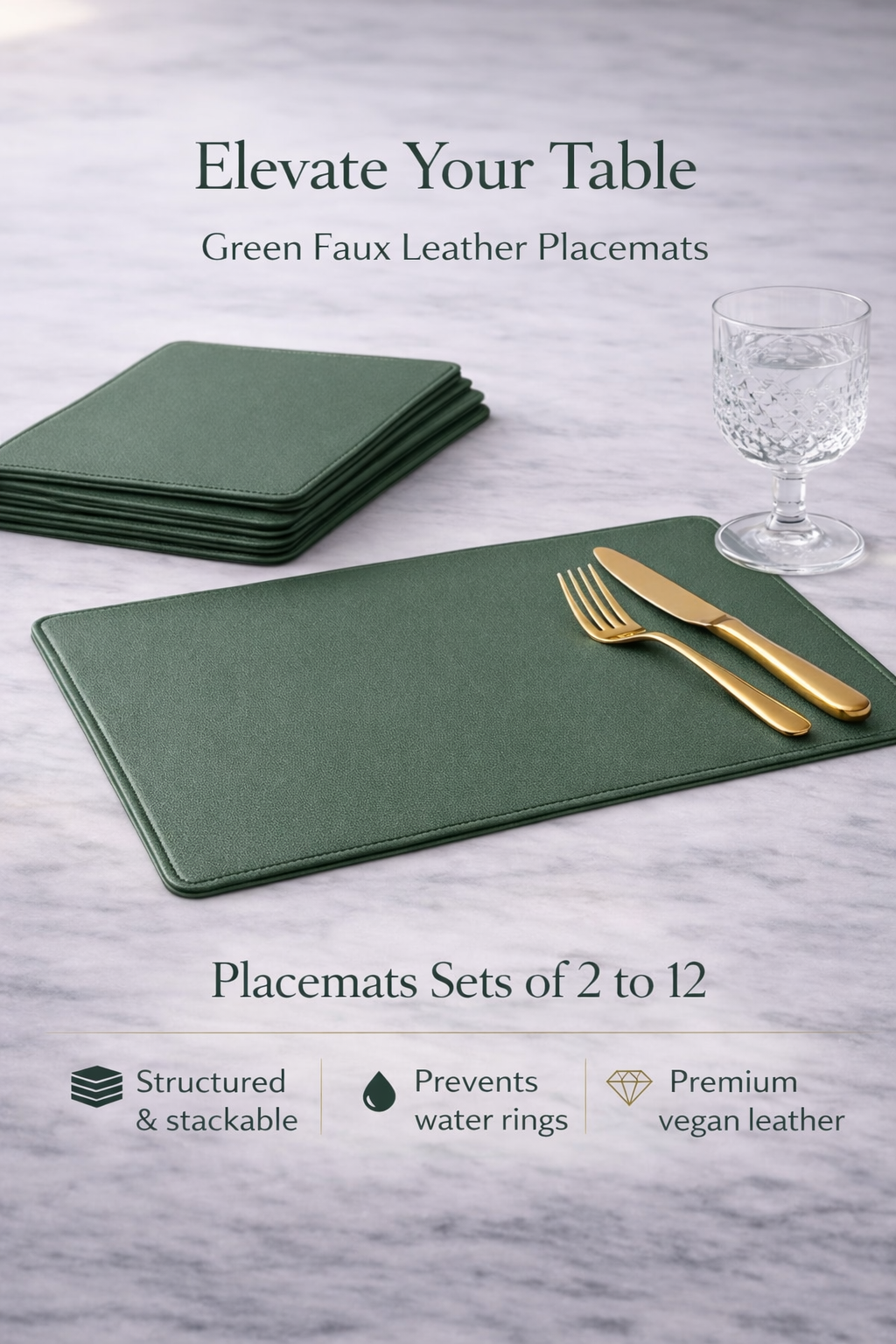 Green Faux Leather Table Placemat