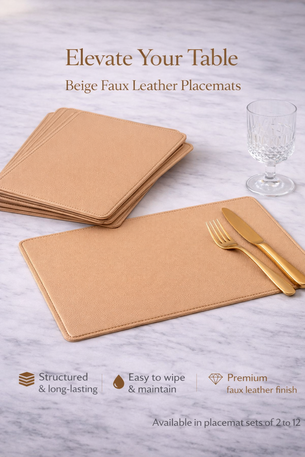 Beige Faux Leather Placemats