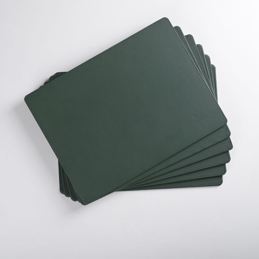 Faux leather dining mats green