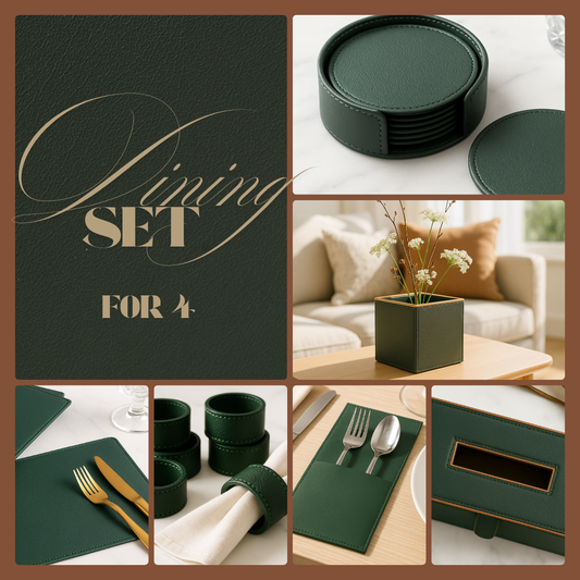 Green Faux Leather Dining Set for 4