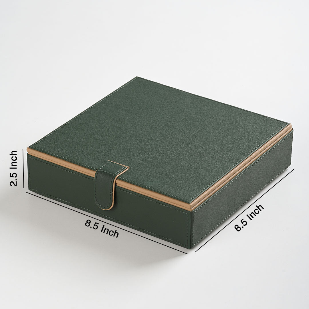 Green Buy faux leather storage box online 8.5x8.5x2