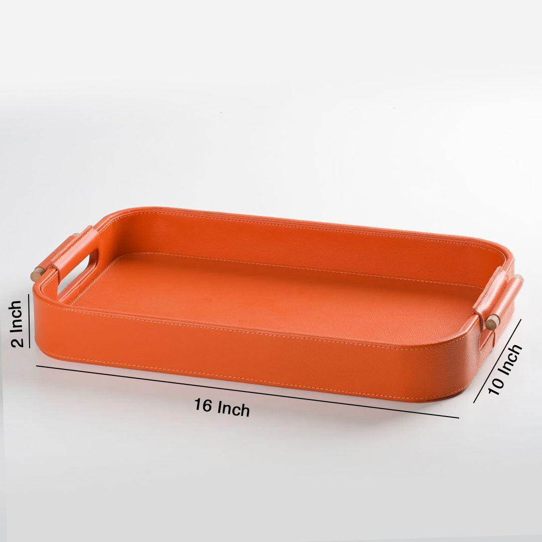 Small Faux leather tray online orange