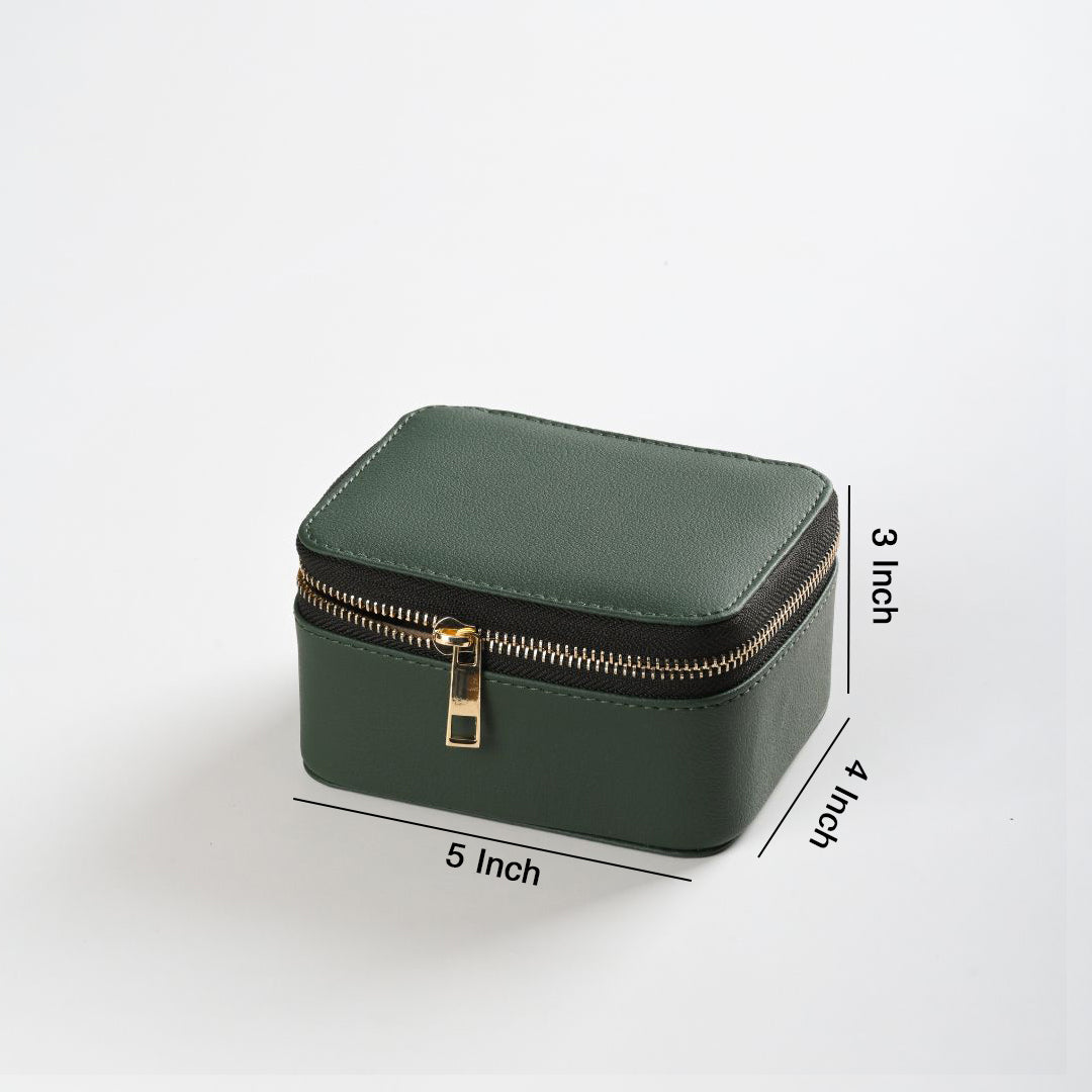 Small faux leather watch organizer box Green
