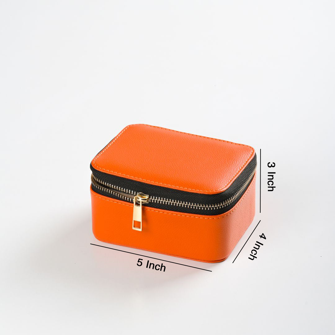 Small faux leather watch organizer box orange