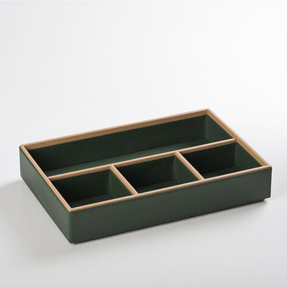 Green Faux Leather Slot of 4 Stack Tray