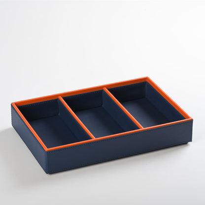 Blue Faux Leather Slot of 3 Stack Tray