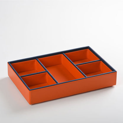 Orange Faux Leather Slot of 5 Stack Tray