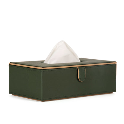 Green Faux Leather Tissue Box Holder