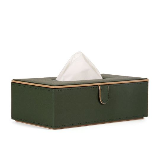 Green Faux Leather Tissue Box Holder