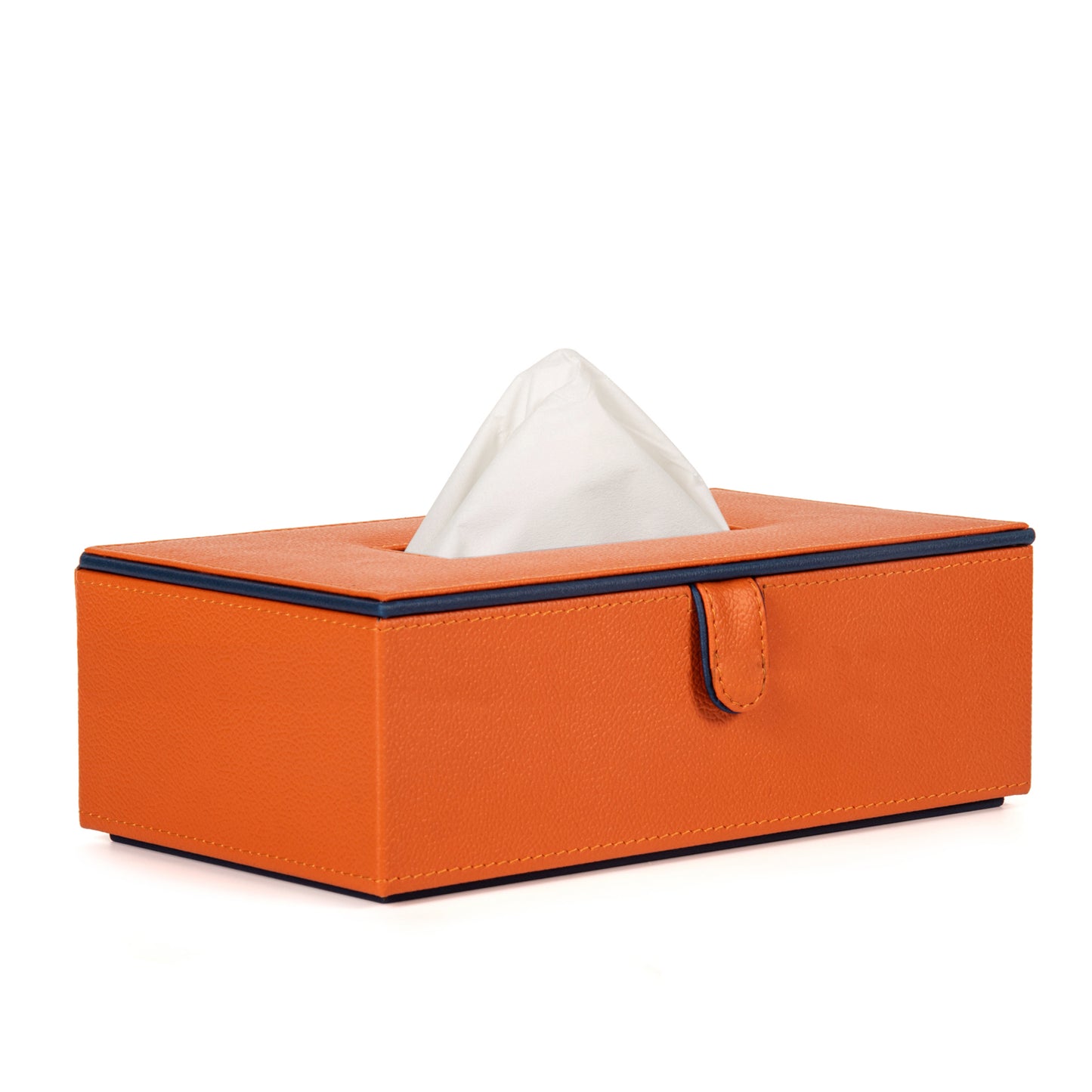 Orange Faux Leather Tissue Box Holder