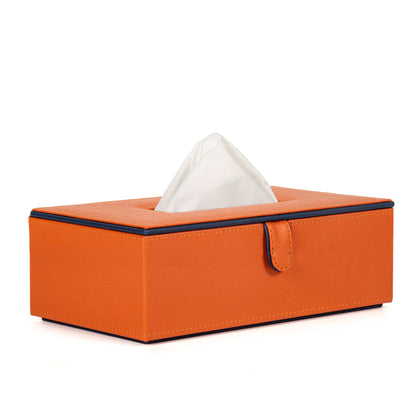 Orange Faux Leather Tissue Box Holder