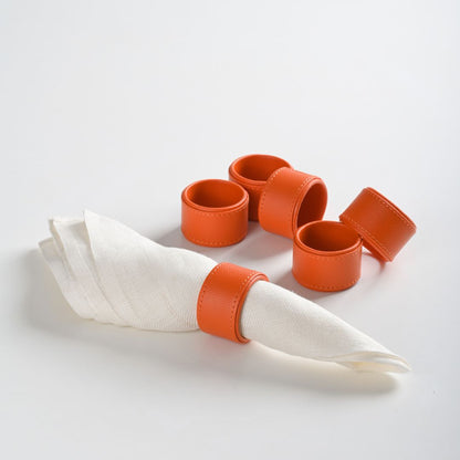 Orange Faux Leather Napkin Rings