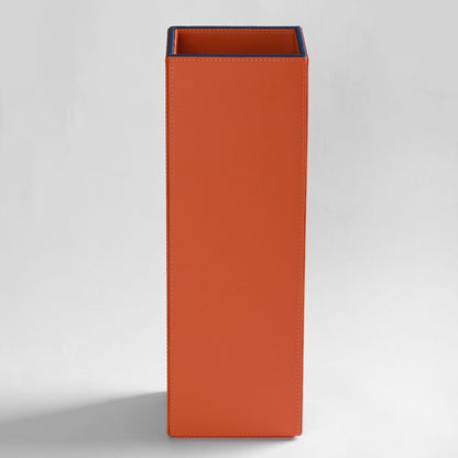 Orange Faux Leather Large Vertical Flower Vase
