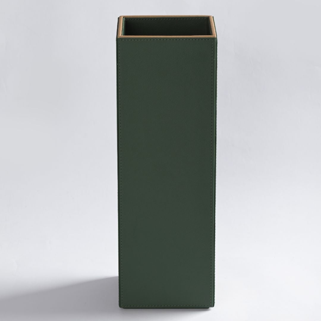 Green Faux Leather Large Vertical Flower Vase