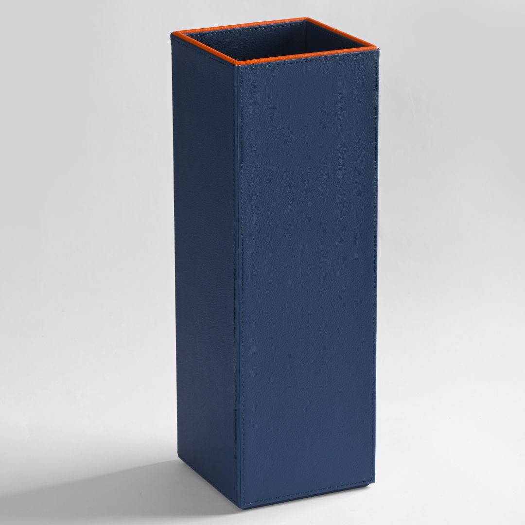 Blue Faux Leather Large Vertical Flower Vase