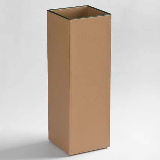 Beige Faux Leather Large Vertical Flower Vase