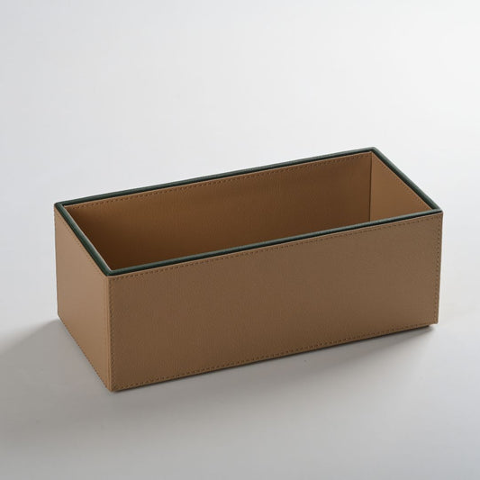 Beige Faux Leather Rectangular Flower Vase