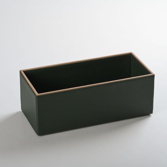 Green Faux Leather Rectangular Flower Vase