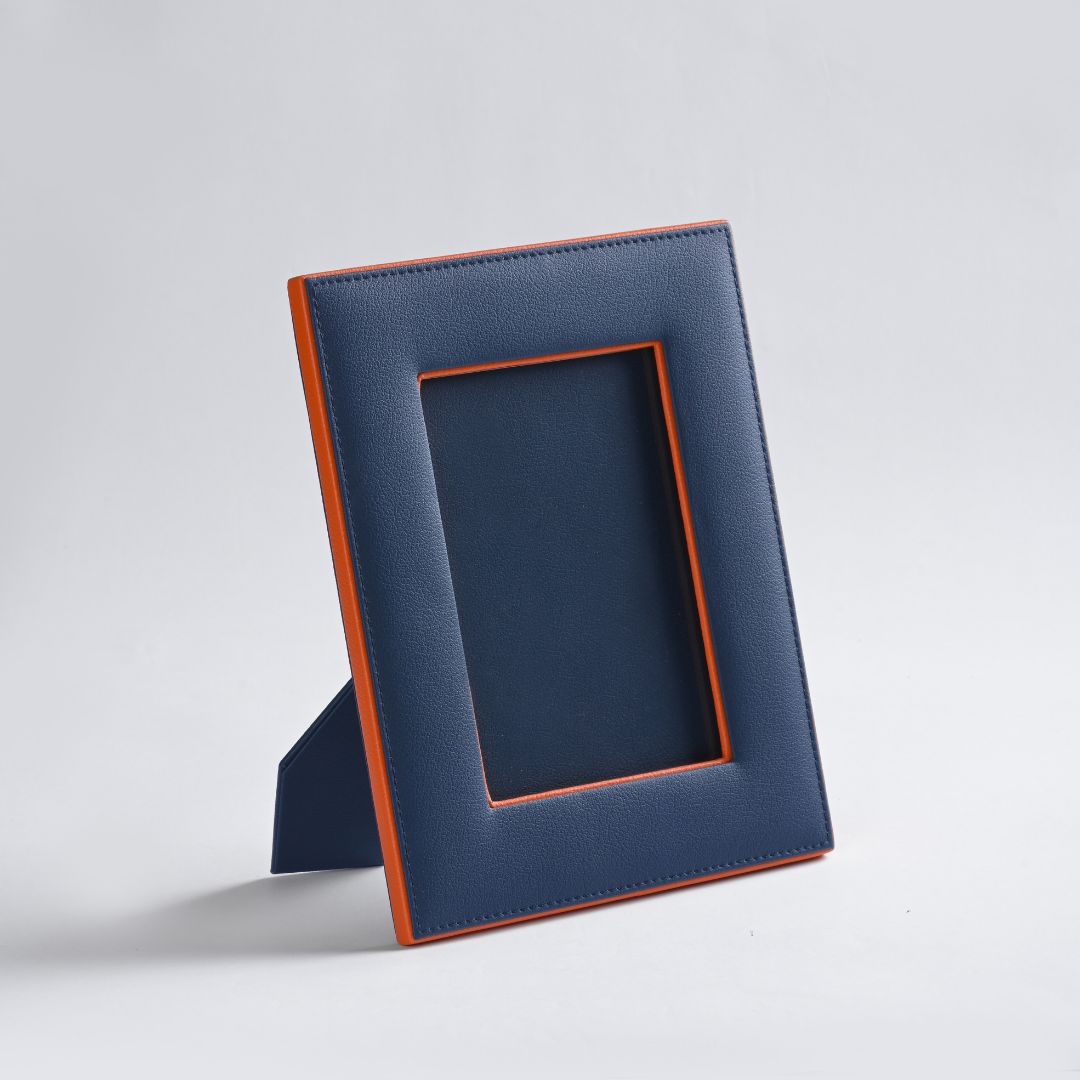 Blue Faux Leather Photo Frame