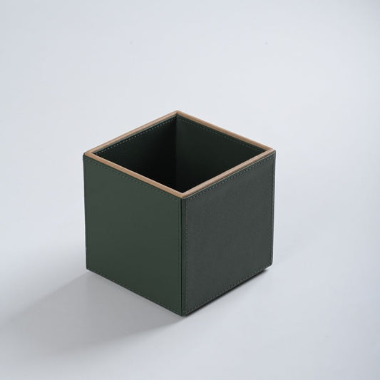 Green Faux Leather Small Vertical Flower Vase