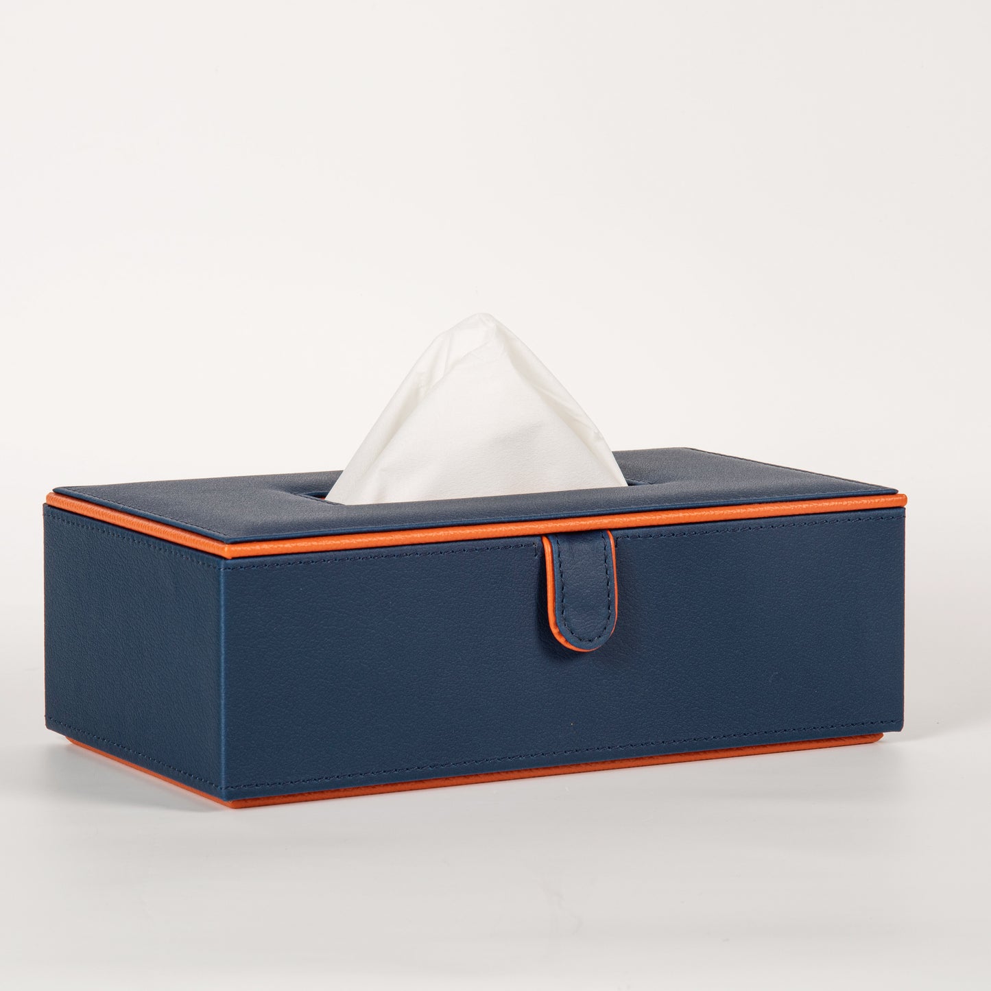 Blue Faux Leather Tissue Box Holder