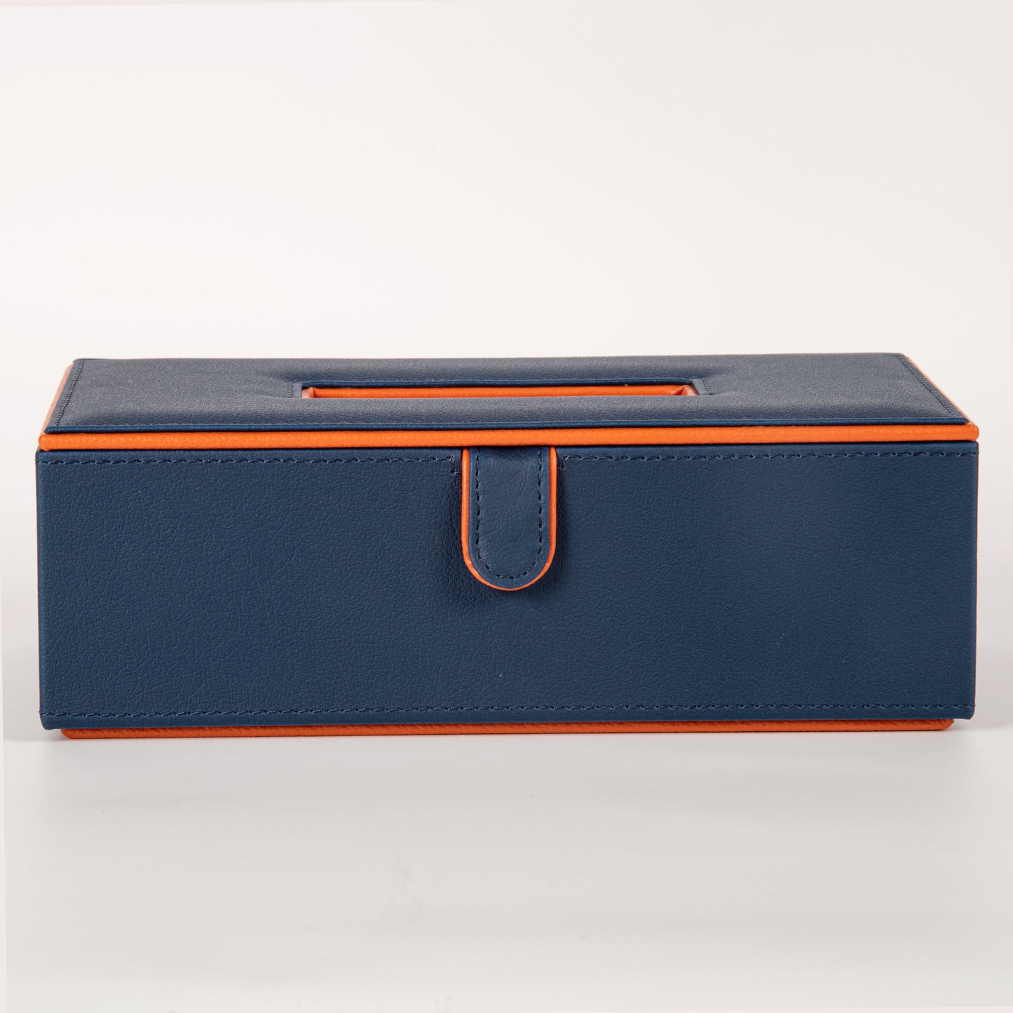 Blue Faux Leather Tissue Box Holder
