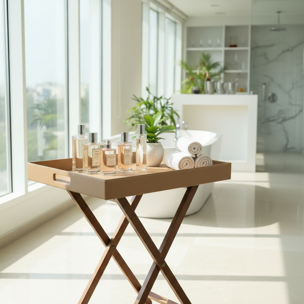 Beige Butler Tray Table Small