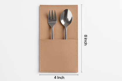 Beige Faux Leather Cutlery Holders