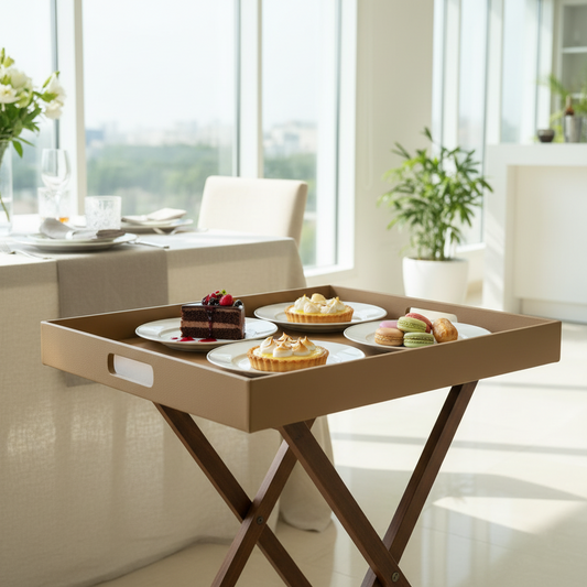 Beige Butler Tray Table Small