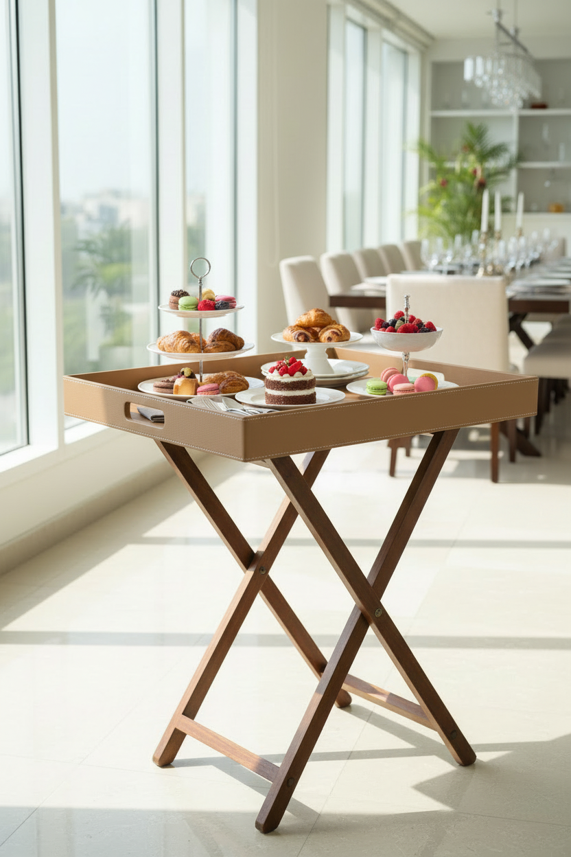 Beige Butler Tray Table Small