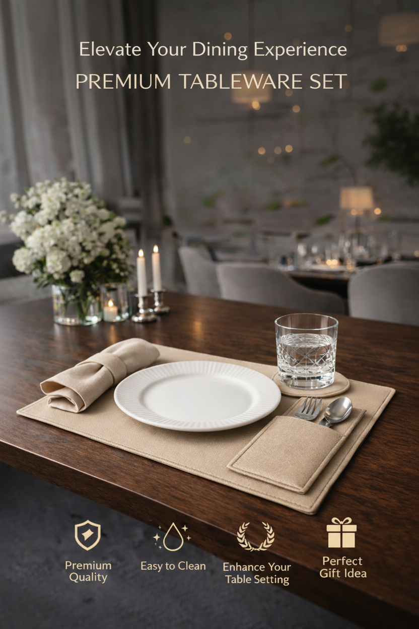 Beige Faux Leather Dining Set For 4