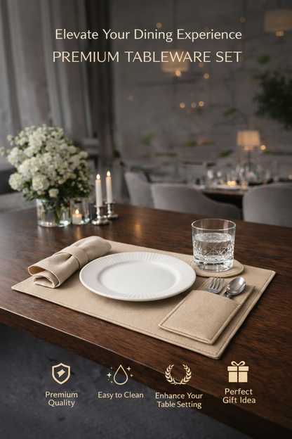 Beige Faux Leather Dining Set For 4