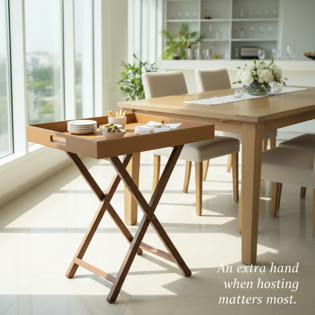 Beige Butler Tray Table Large