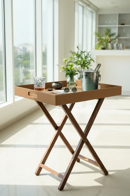 Beige Butler Tray Table Small