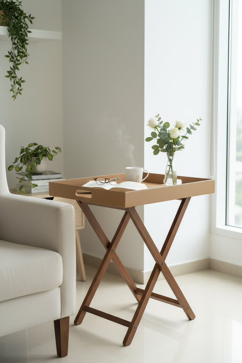 Beige Butler Tray Table Small