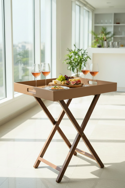 Beige Butler Tray Table Small