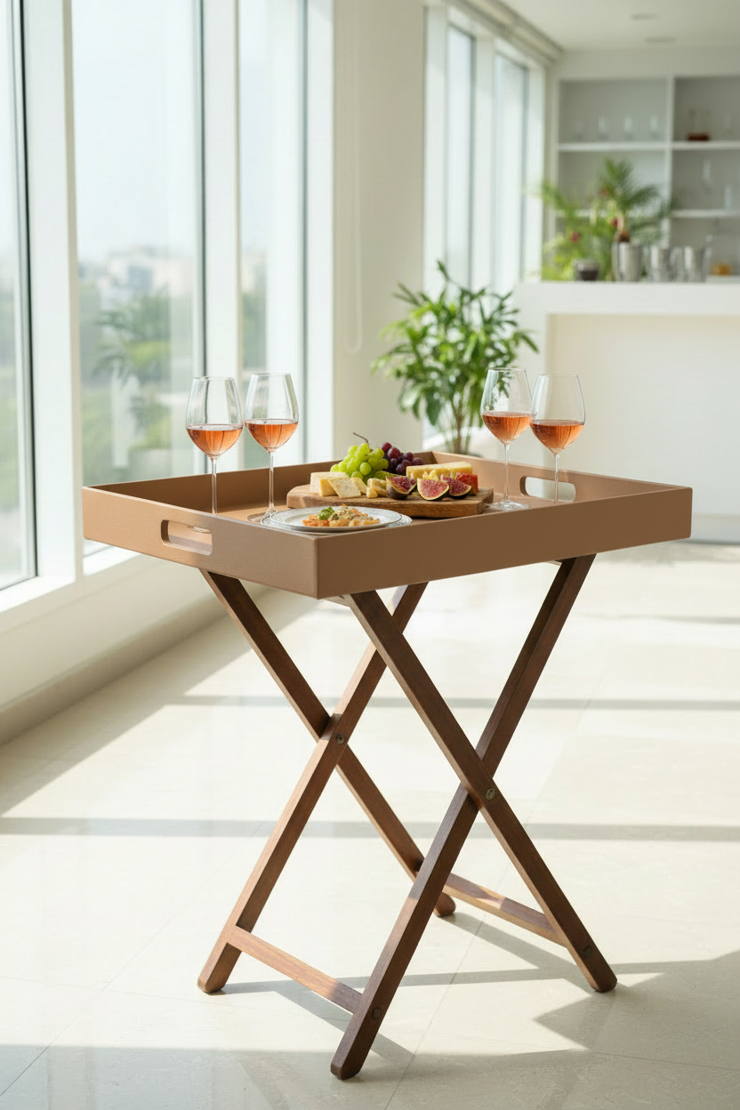 Beige Butler Tray Table Large