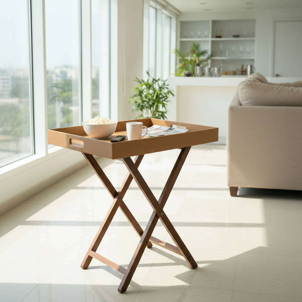 Beige Butler Tray Table Large