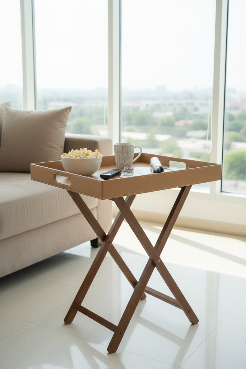 Beige Butler Tray Table Small