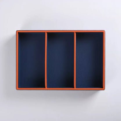 Blue Faux Leather Slot of 3 Stack Tray