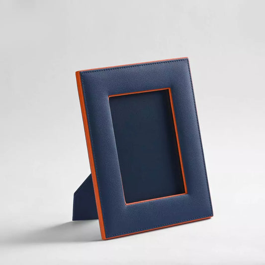 Blue Faux Leather Photo Frame