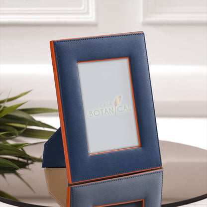 Blue Faux Leather Photo Frame