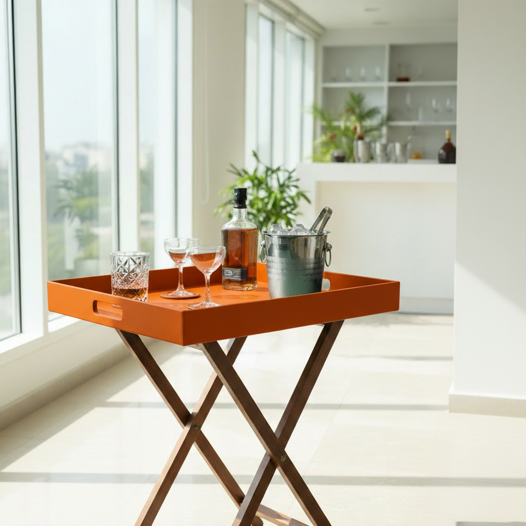 Casa Botanical Butler Tray Table in Mellow Apricot, Large