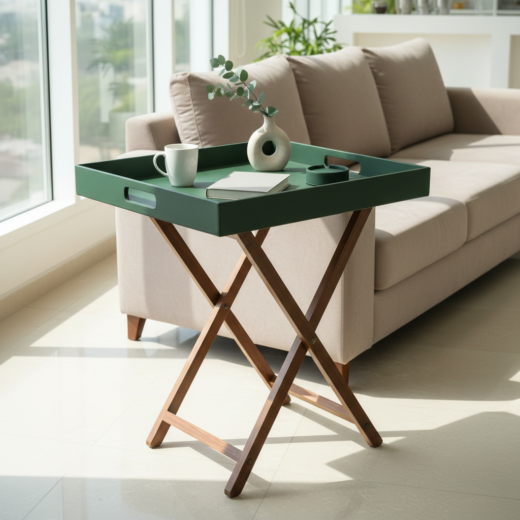 Casa Botanical Butler Tray Table in Sage Green, Large
